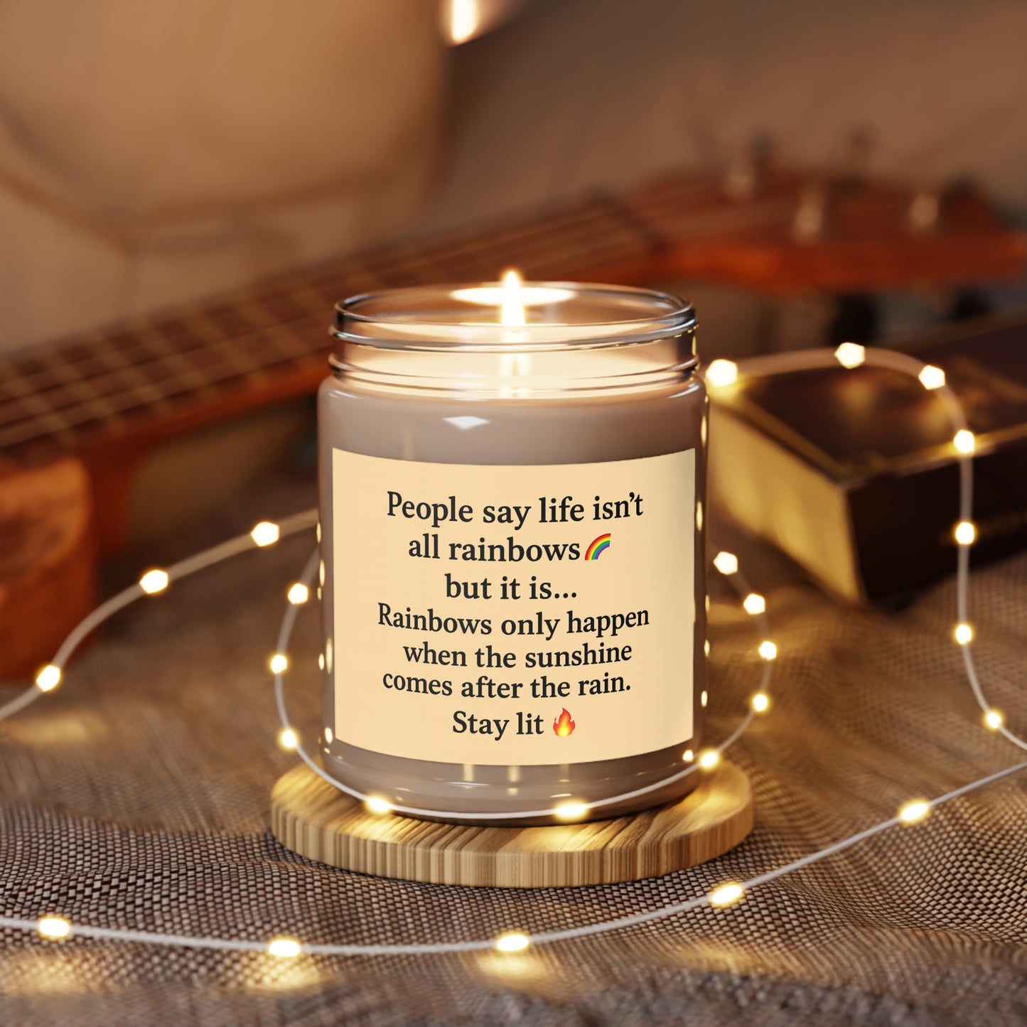 See the rainbows, unscented soy candle