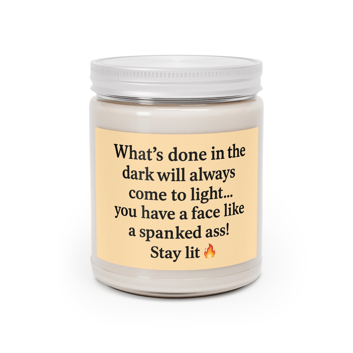 In the dark,  unscented soy candle