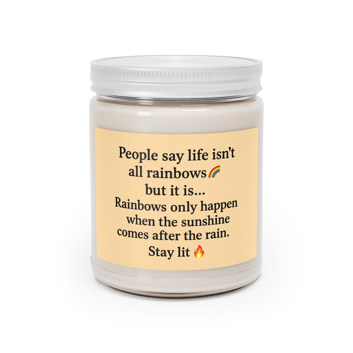 See the rainbows, unscented soy candle