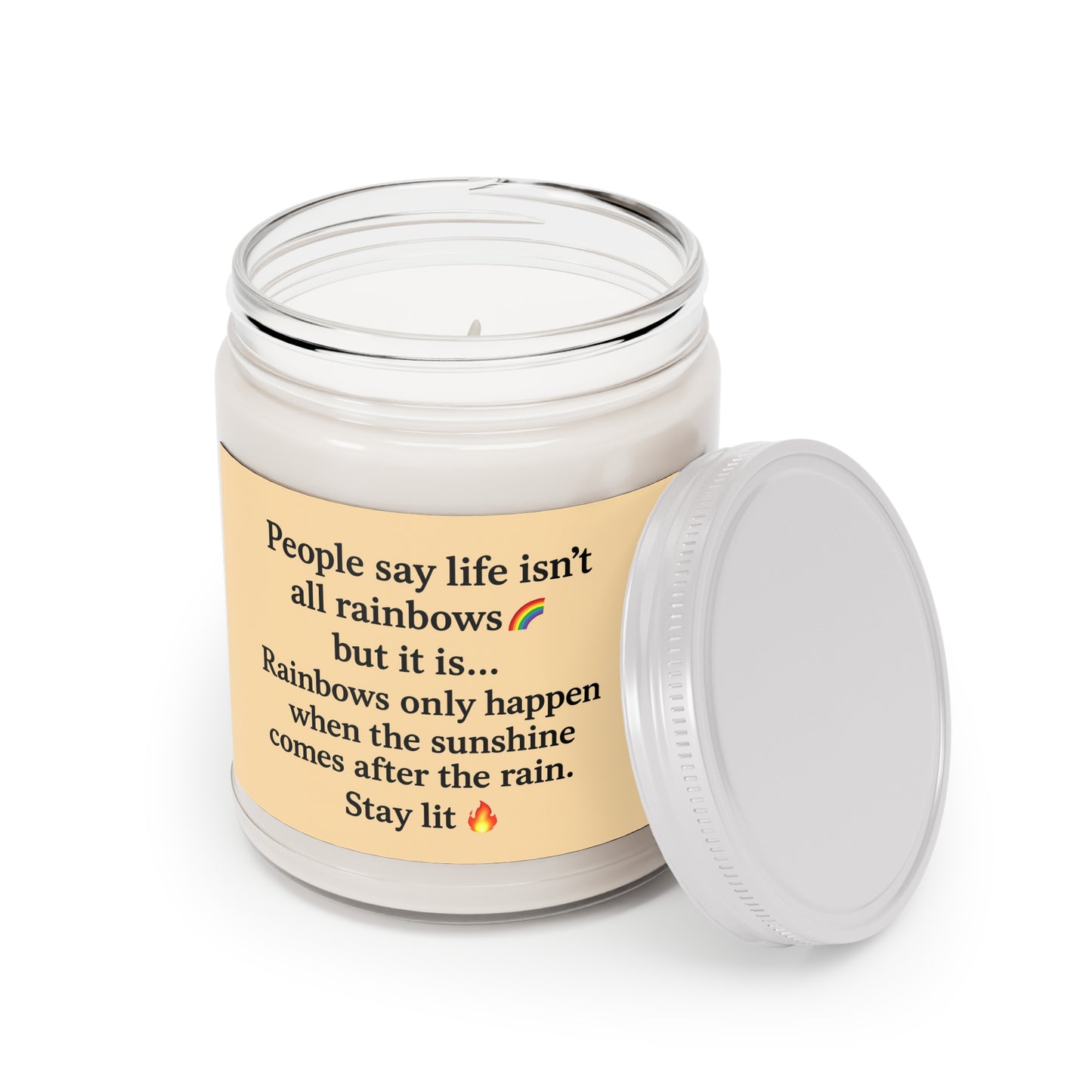 See the rainbows, unscented soy candle